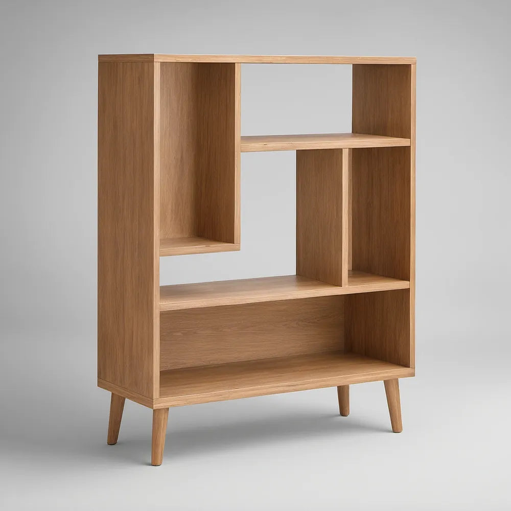 Knihovna z MDF s dubovou dýhou, přírodní dub, 80 × 30 × 150 cm